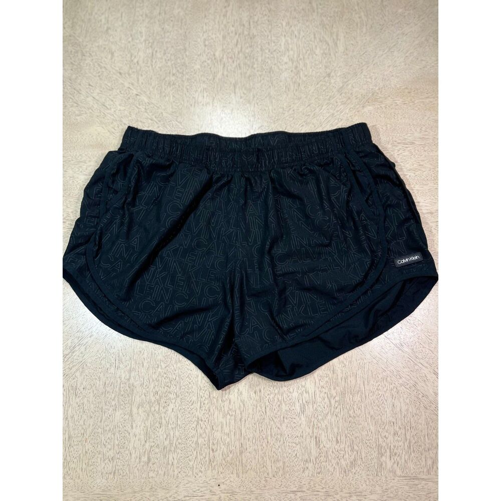 Calvin Klein Performance Womens XL Black Logo Running Athletic Shorts Lined